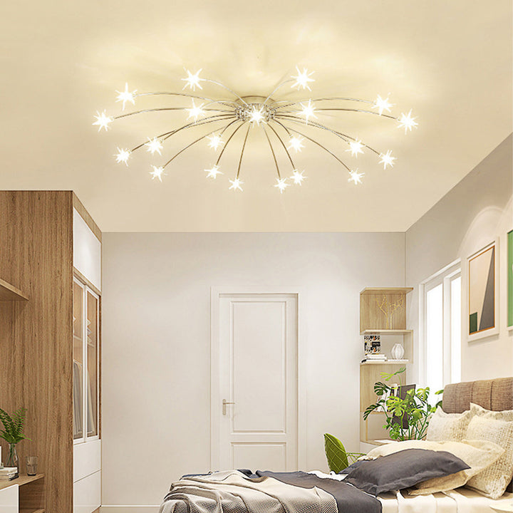 Ceiling Light Metal Glass 24 in Semi Flush Mount Indoor Living Room Dining Bedroom LED Energy Saving | Kalsten