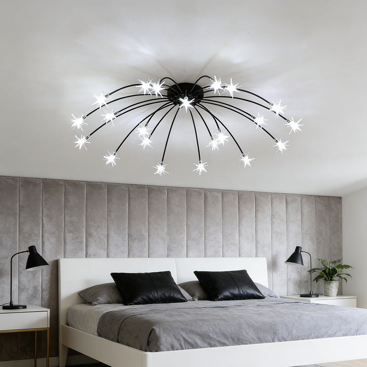 Ceiling Light Metal Glass 24 in Semi Flush Mount Indoor Living Room Dining Bedroom LED Energy Saving | Kalsten