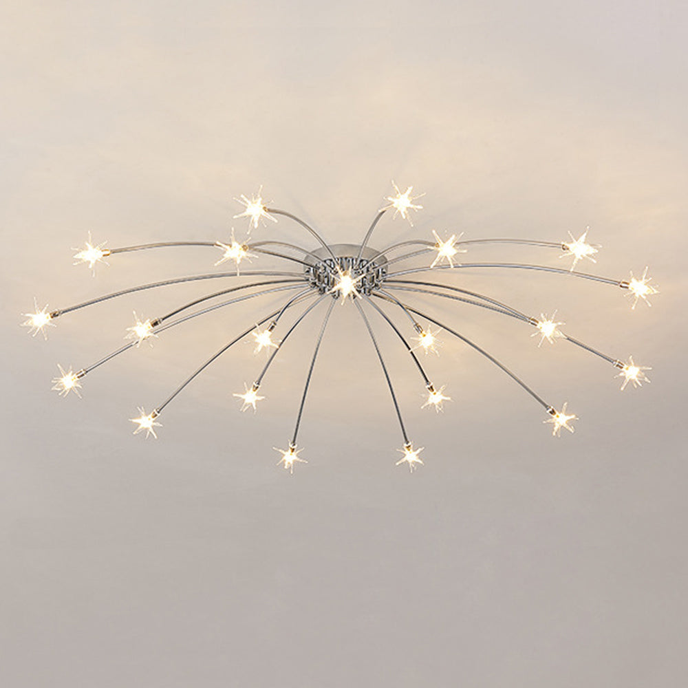 Ceiling Light Metal Glass 24 in Semi Flush Mount Indoor Living Room Dining Bedroom LED Energy Saving | Kalsten