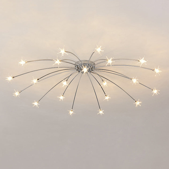 Ceiling Light Metal Glass 24 in Semi Flush Mount Indoor Living Room Dining Bedroom LED Energy Saving | Kalsten