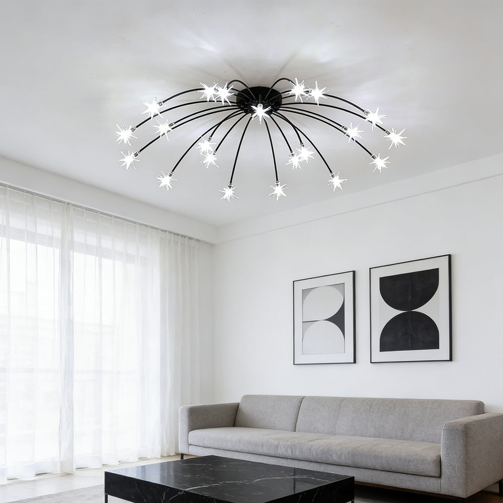 Ceiling Light Metal Glass 24 in Semi Flush Mount Indoor Living Room Dining Bedroom LED Energy Saving | Kalsten