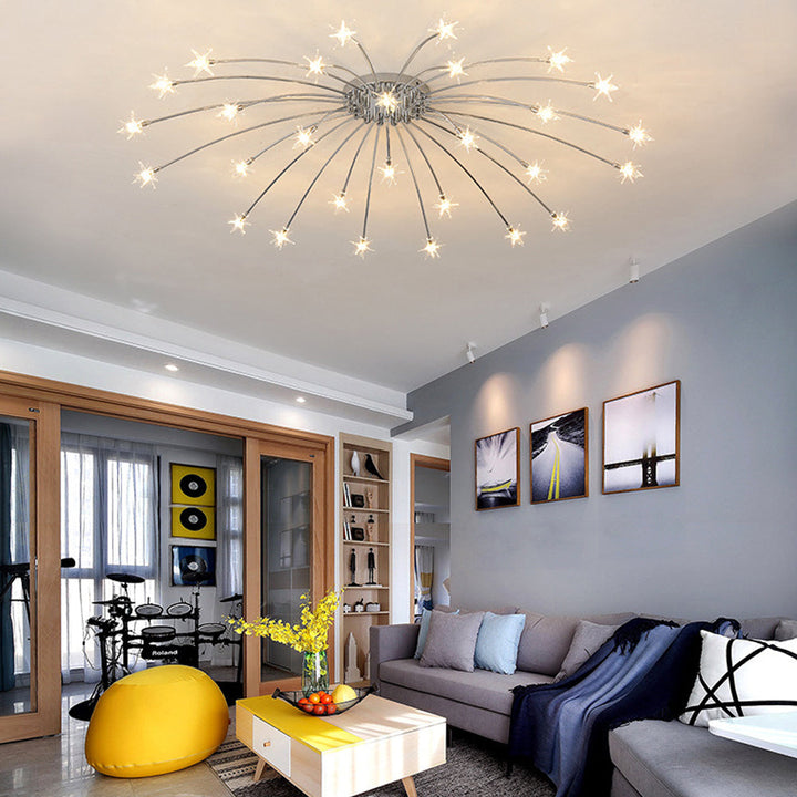 Ceiling Light Metal Glass 24 in Semi Flush Mount Indoor Living Room Dining Bedroom LED Energy Saving | Kalsten