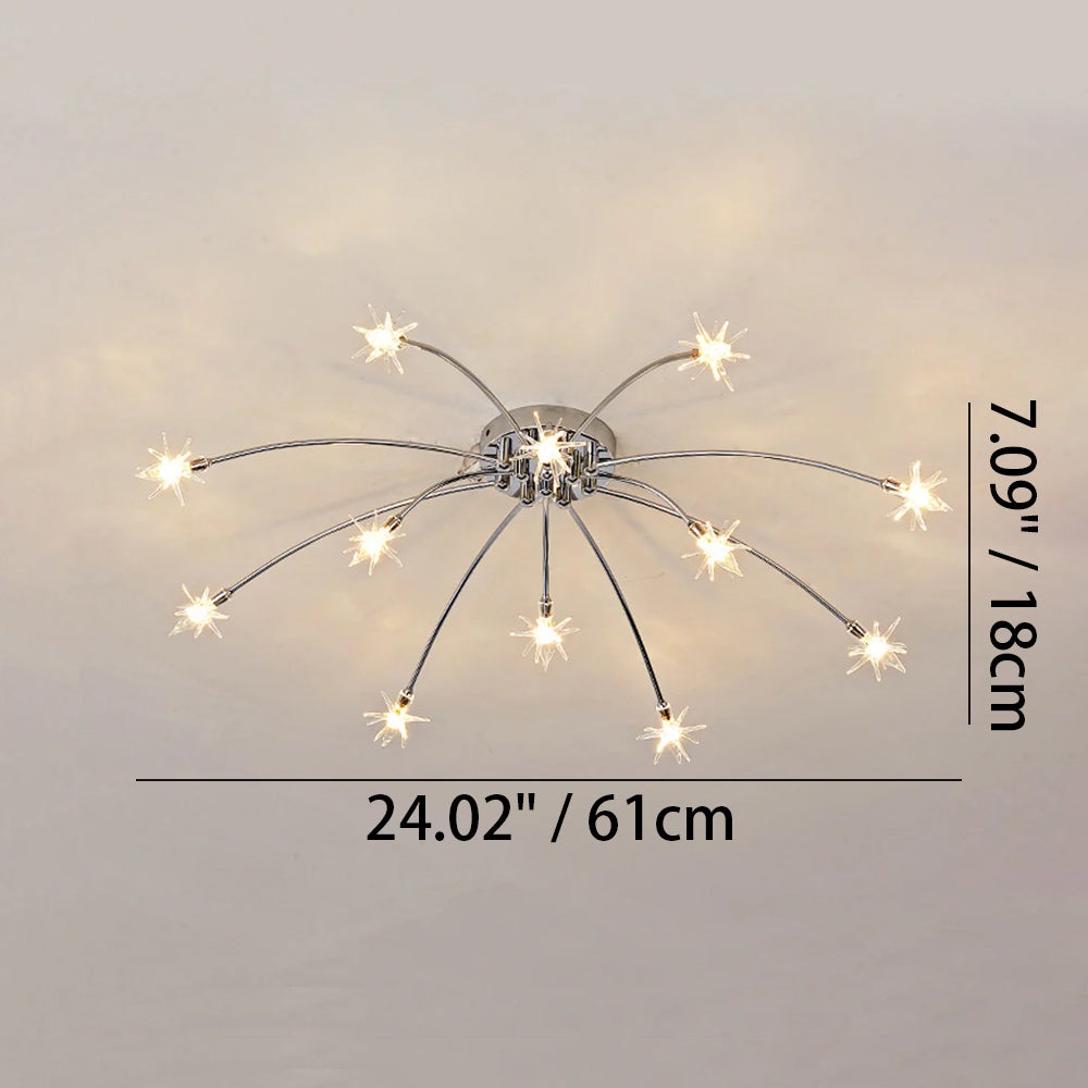 Ceiling Light Metal Glass 24 in Semi Flush Mount Indoor Living Room Dining Bedroom LED Energy Saving | Kalsten