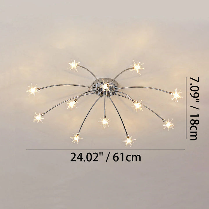 Ceiling Light Metal Glass 24 in Semi Flush Mount Indoor Living Room Dining Bedroom LED Energy Saving | Kalsten