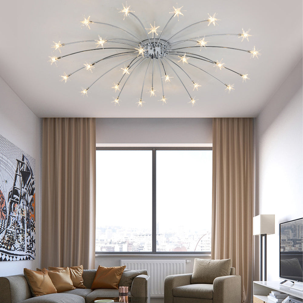 Ceiling Light Metal Glass 24 in Semi Flush Mount Indoor Living Room Dining Bedroom LED Energy Saving | Kalsten