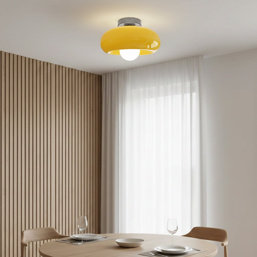 Ceiling Light Glass 11 in Semi Flush Mount Indoor Bedroom Hallway Living Room Pendant Lamp Modern Mid Century Style | Kalsten