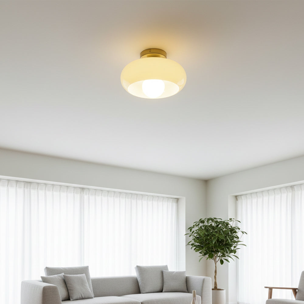 Ceiling Light Glass 11 in Semi Flush Mount Indoor Bedroom Hallway Living Room Pendant Lamp Modern Mid Century Style | Kalsten