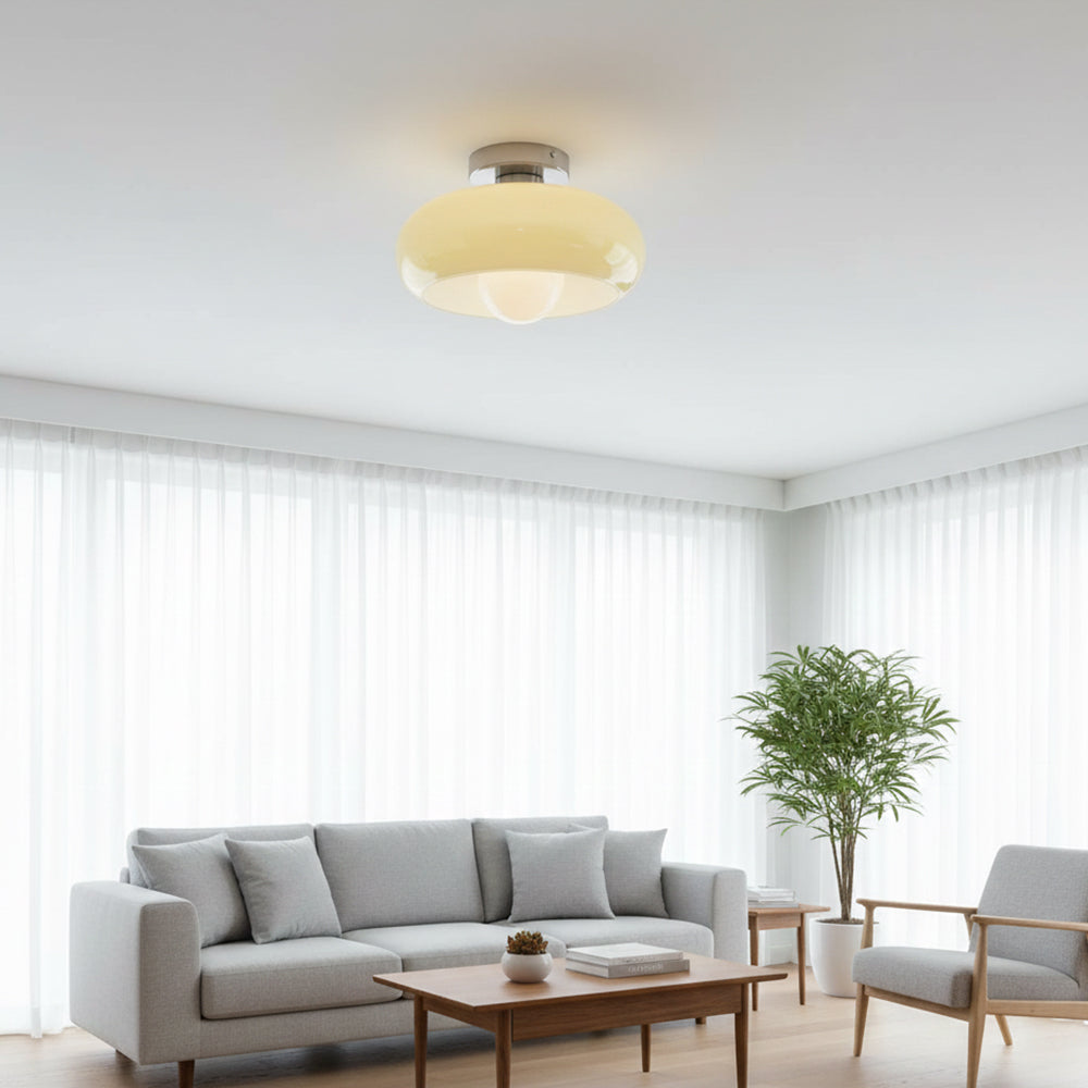 Ceiling Light Glass 11 in Semi Flush Mount Indoor Bedroom Hallway Living Room Pendant Lamp Modern Mid Century Style | Kalsten