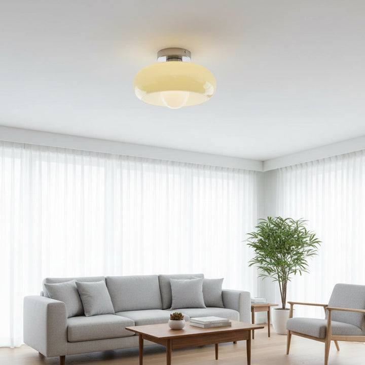 Ceiling Light Glass 11 in Semi Flush Mount Indoor Bedroom Hallway Living Room Pendant Lamp Modern Mid Century Style | Kalsten