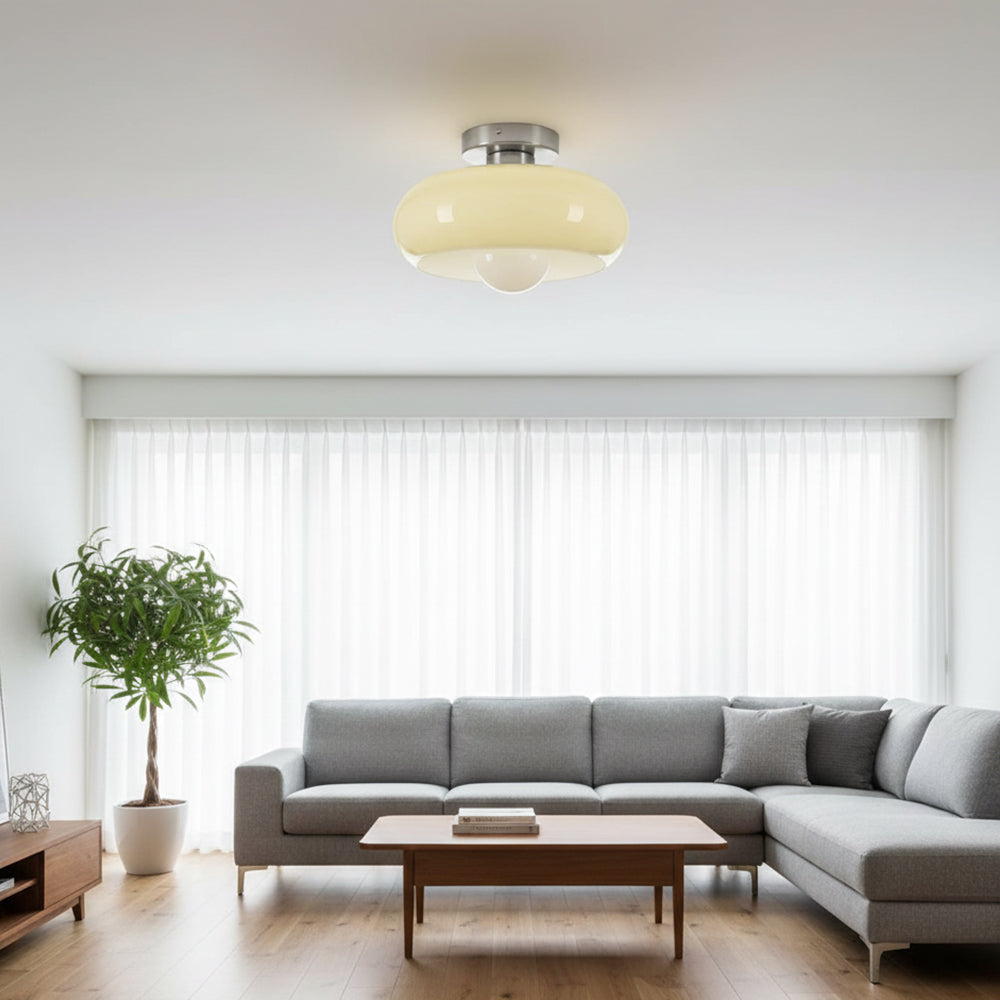 Ceiling Light Glass 11 in Semi Flush Mount Indoor Bedroom Hallway Living Room Pendant Lamp Modern Mid Century Style | Kalsten