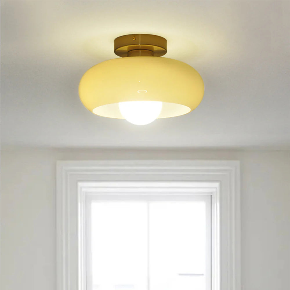 Ceiling Light Glass 11 in Semi Flush Mount Indoor Bedroom Hallway Living Room Pendant Lamp Modern Mid Century Style | Kalsten