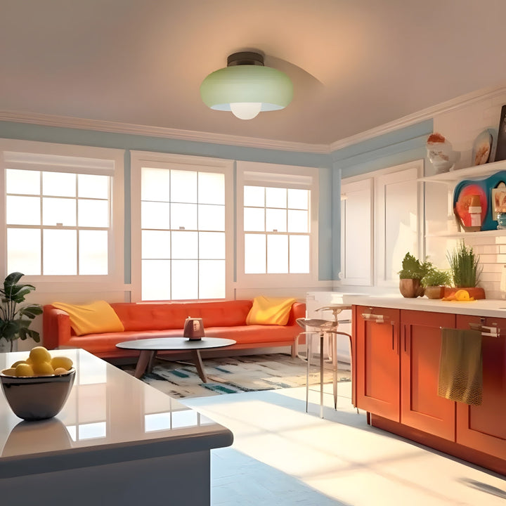 Ceiling Light Glass 11 in Semi Flush Mount Indoor Bedroom Hallway Living Room Pendant Lamp Modern Mid Century Style | Kalsten