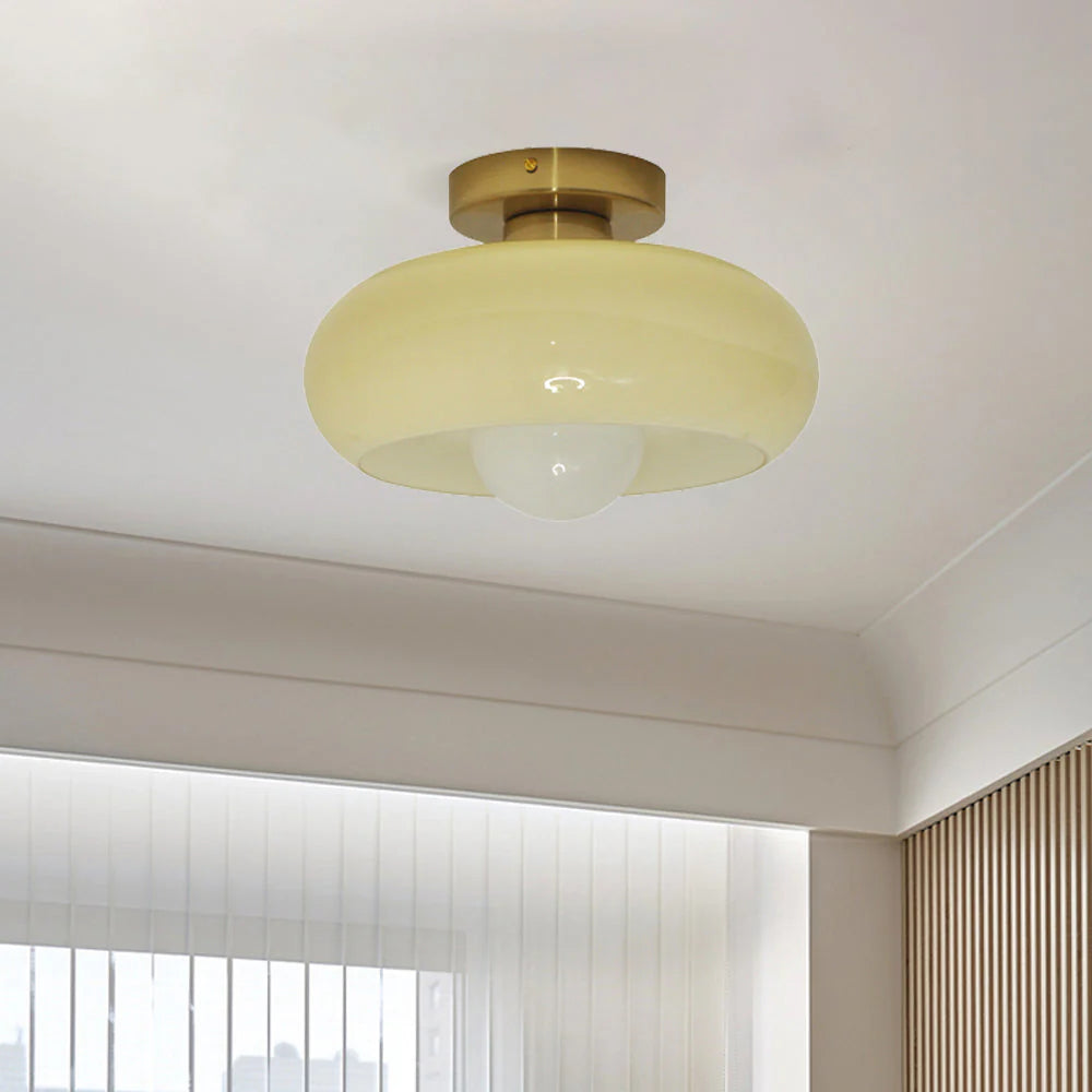 Ceiling Light Glass 11 in Semi Flush Mount Indoor Bedroom Hallway Living Room Pendant Lamp Modern Mid Century Style | Kalsten