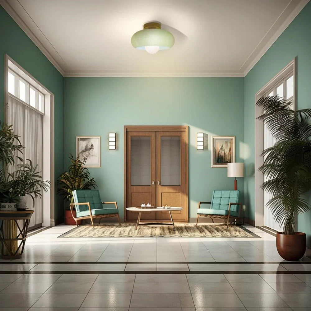 Ceiling Light Glass 11 in Semi Flush Mount Indoor Bedroom Hallway Living Room Pendant Lamp Modern Mid Century Style | Kalsten