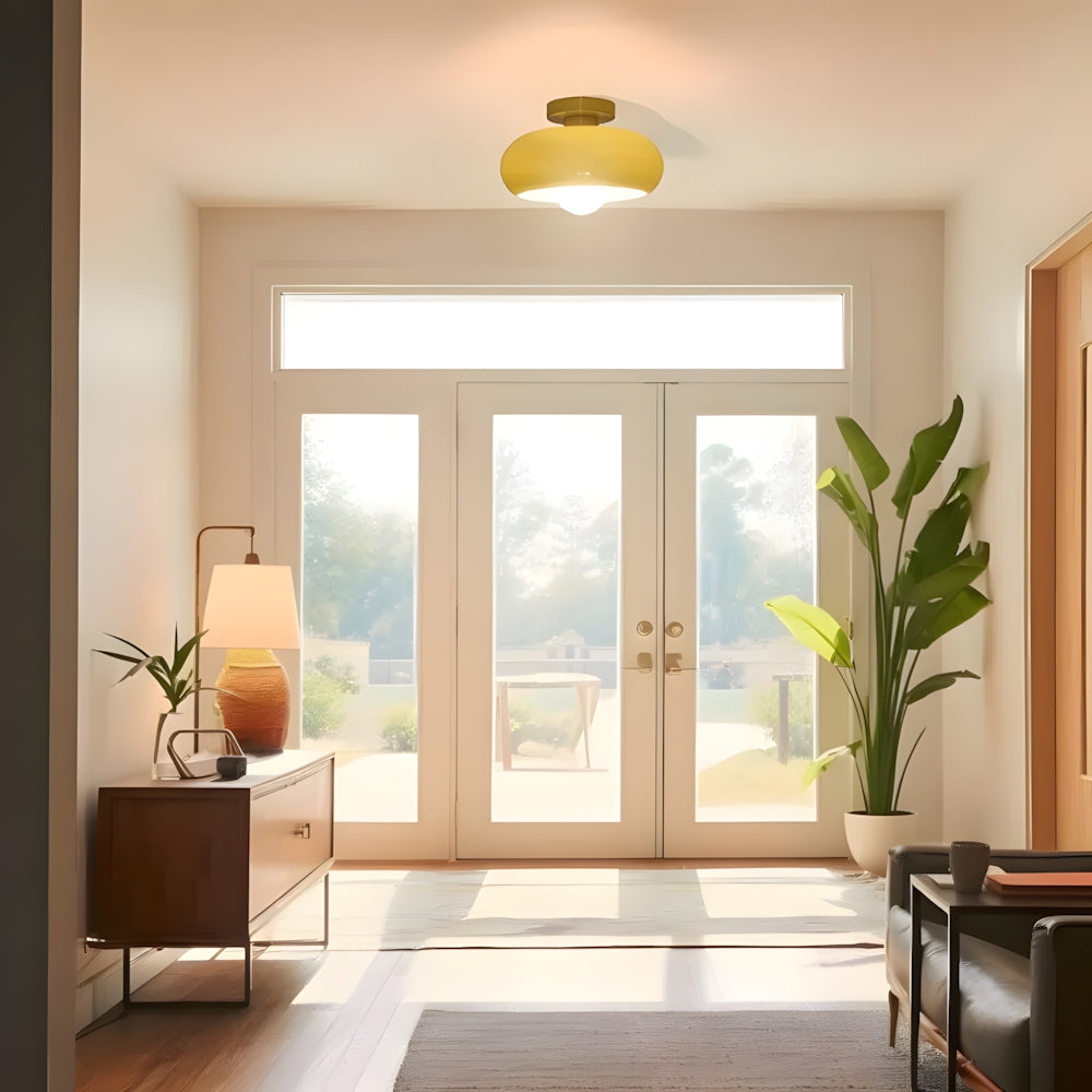 Ceiling Light Glass 11 in Semi Flush Mount Indoor Bedroom Hallway Living Room Pendant Lamp Modern Mid Century Style | Kalsten