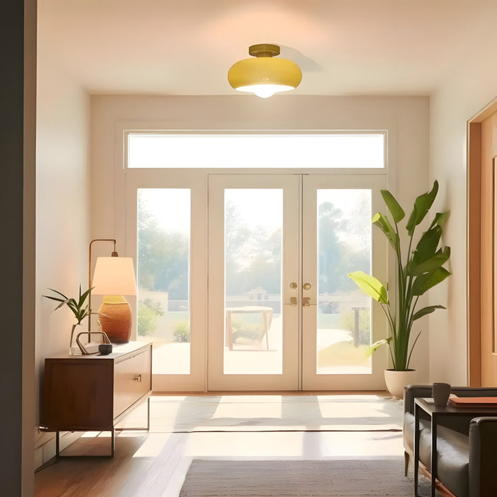 Ceiling Light Glass 11 in Semi Flush Mount Indoor Bedroom Hallway Living Room Pendant Lamp Modern Mid Century Style | Kalsten