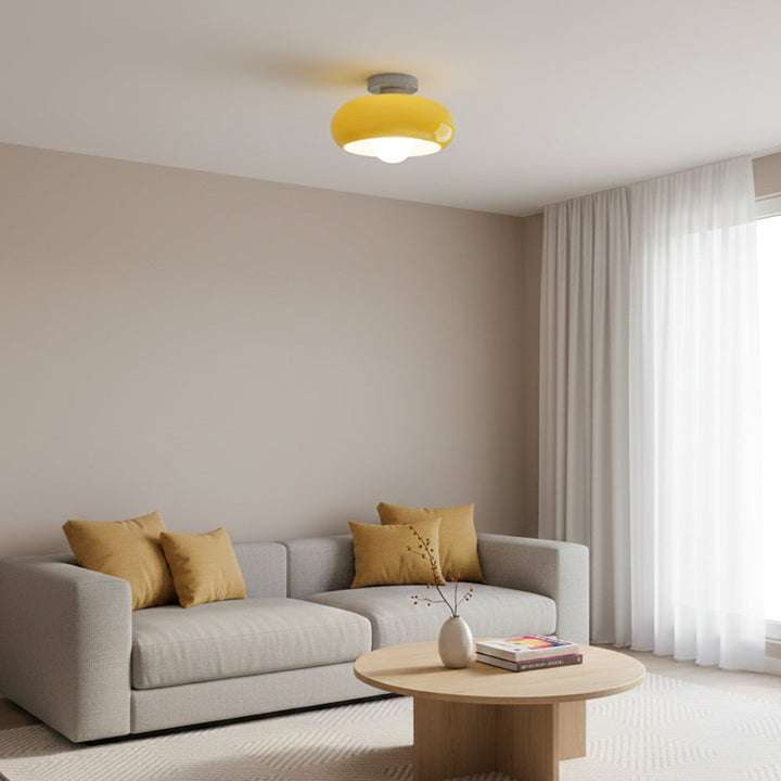 Ceiling Light Glass 11 in Semi Flush Mount Indoor Bedroom Hallway Living Room Pendant Lamp Modern Mid Century Style | Kalsten