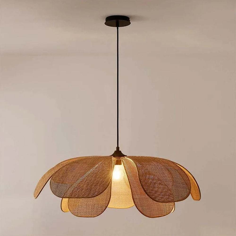 Pendant Light Rattan 19.7 in Neutral Indoor Ceiling Lamp Kitchen Dining Room Living Area Hanging Light | Kalsten
