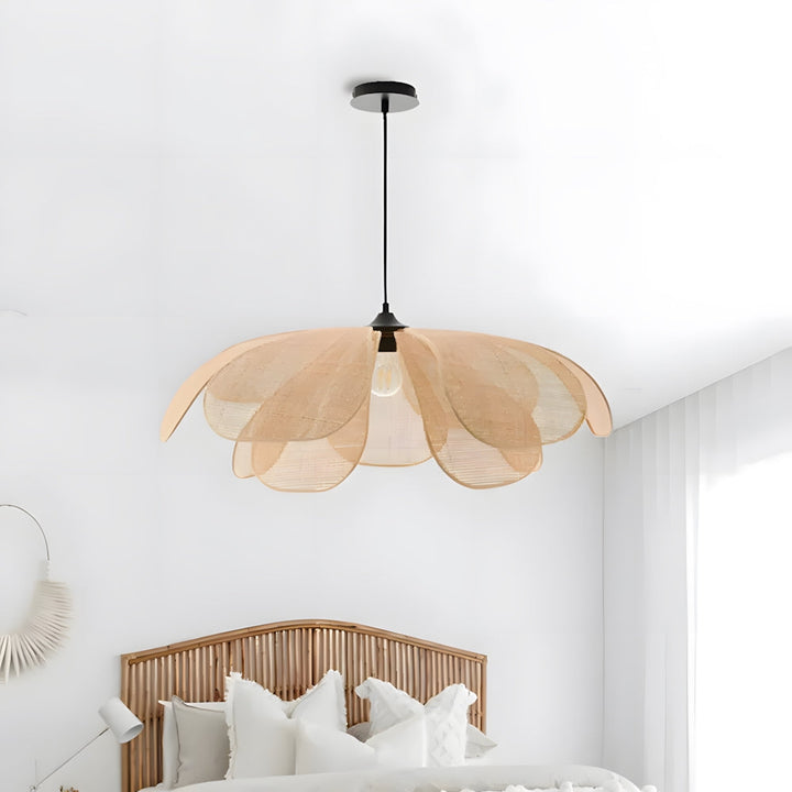 Pendant Light Rattan 19.7 in Neutral Indoor Ceiling Lamp Kitchen Dining Room Living Area Hanging Light | Kalsten