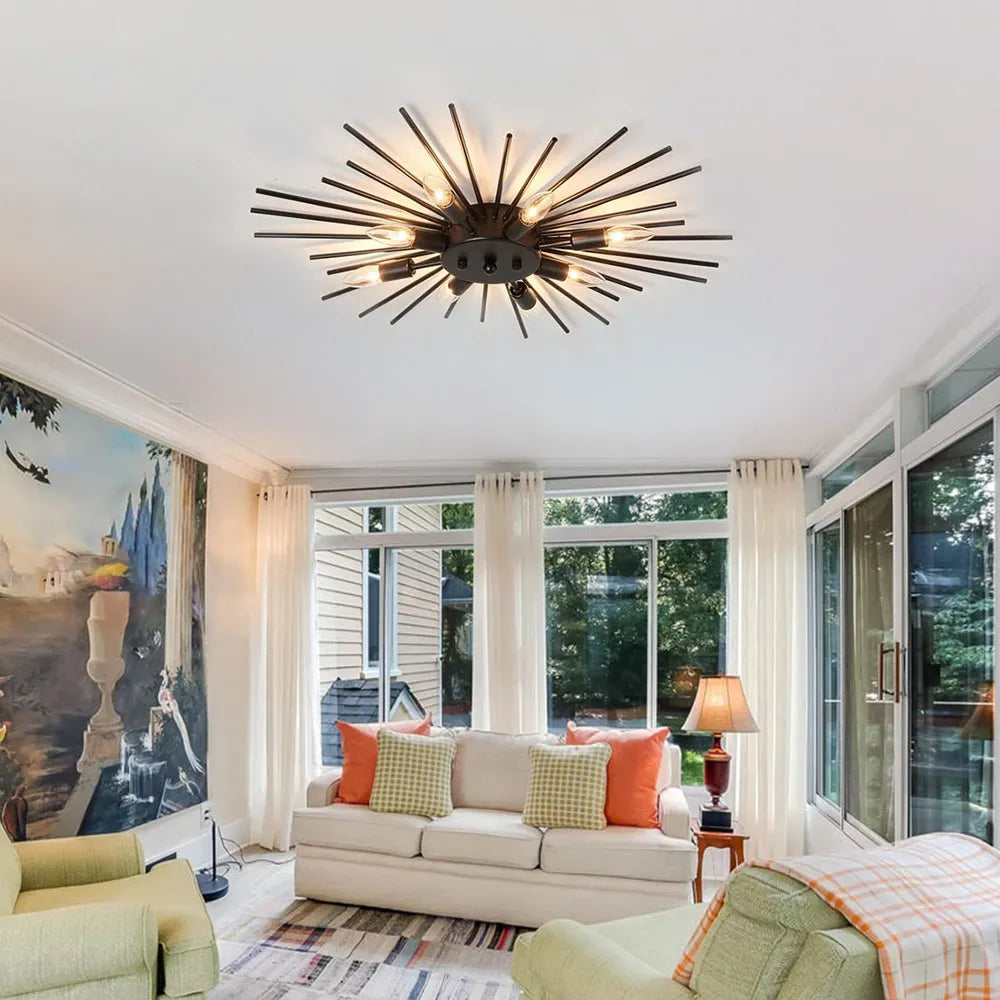 Ceiling Light Industrial Metal 27.6 in Indoor Living Room Dining Area Fixture Multi Bulb | Kalsten