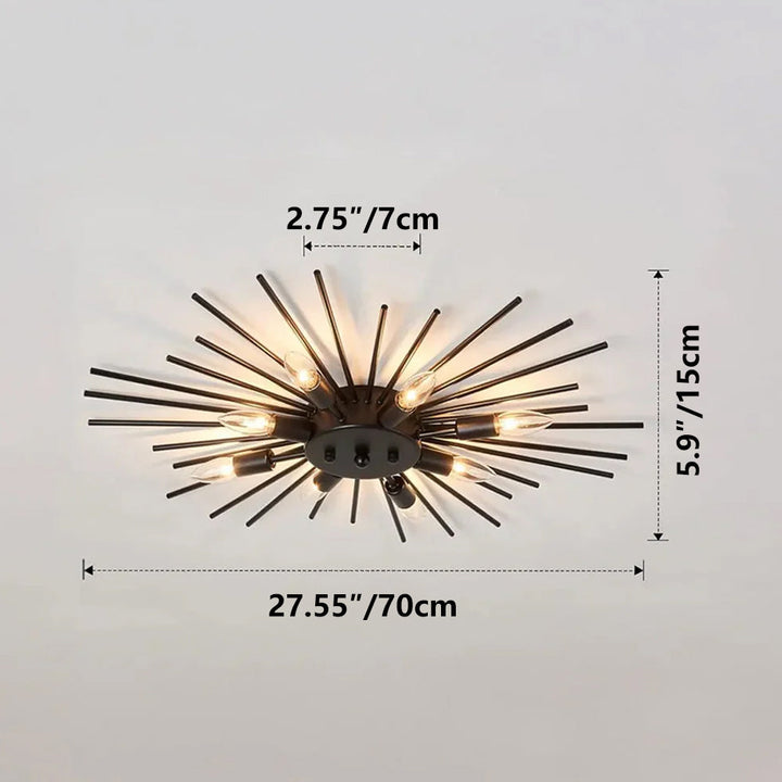 Ceiling Light Industrial Metal 27.6 in Indoor Living Room Dining Area Fixture Multi Bulb | Kalsten