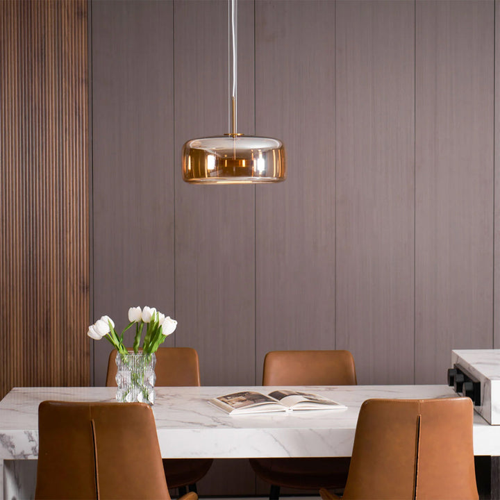 Pendant Light Glass Dome 10.2 in Smoked Kitchen Dining Room Hanging Ceiling Lamp Minimalist Modern Indoor Fixture | Kalsten