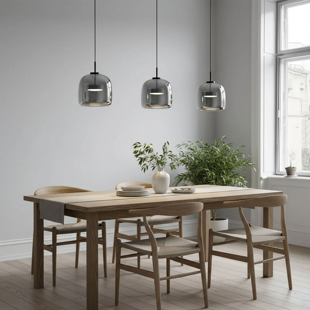 Pendant Light Glass Dome 10.2 in Smoked Kitchen Dining Room Hanging Ceiling Lamp Minimalist Modern Indoor Fixture | Kalsten