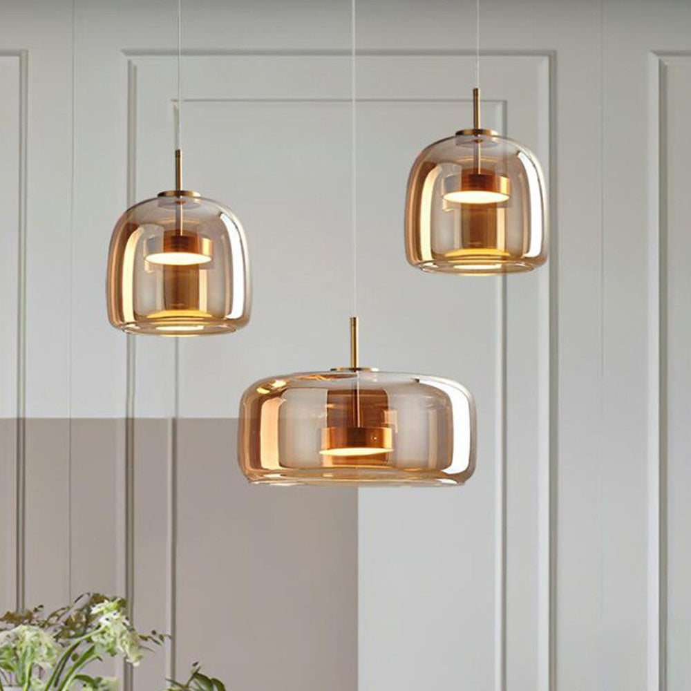 Pendant Light Glass Dome 10.2 in Smoked Kitchen Dining Room Hanging Ceiling Lamp Minimalist Modern Indoor Fixture | Kalsten