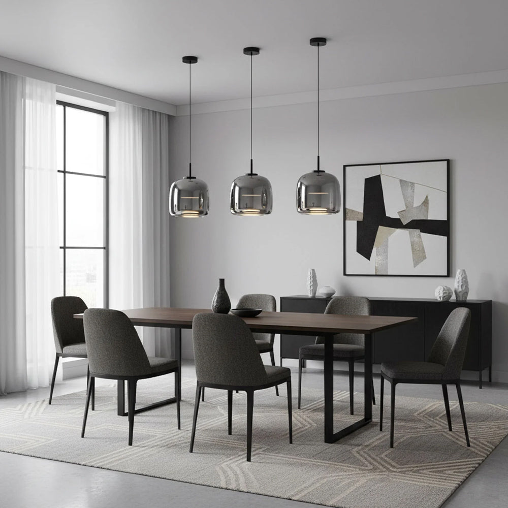Pendant Light Glass Dome 10.2 in Smoked Kitchen Dining Room Hanging Ceiling Lamp Minimalist Modern Indoor Fixture | Kalsten