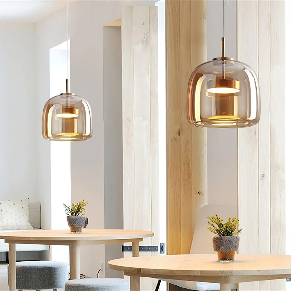 Pendant Light Glass Dome 10.2 in Smoked Kitchen Dining Room Hanging Ceiling Lamp Minimalist Modern Indoor Fixture | Kalsten