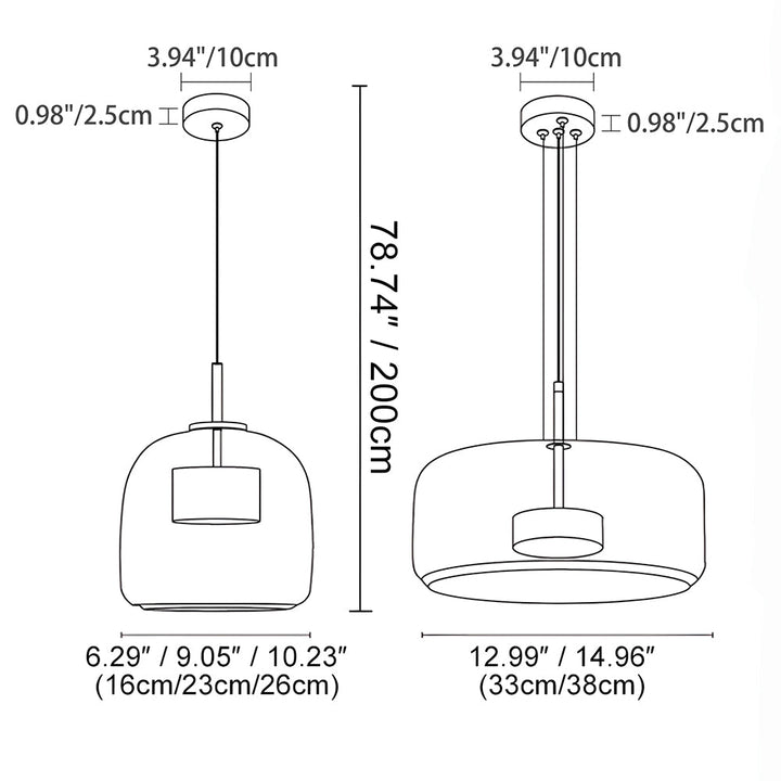 Pendant Light Glass Dome 10.2 in Smoked Kitchen Dining Room Hanging Ceiling Lamp Minimalist Modern Indoor Fixture | Kalsten