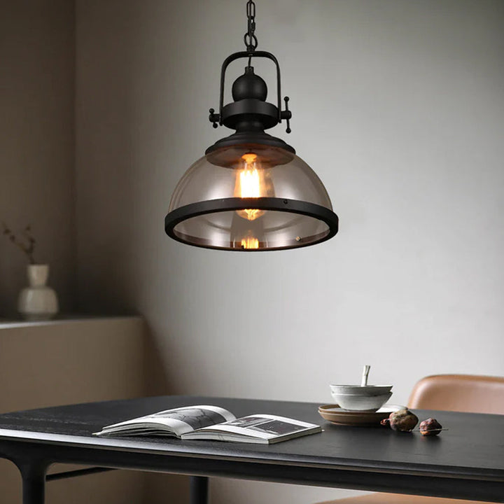 Pendant Light Iron Glass 12.2 in Indoor Dining Room Kitchen Island Bedroom Hanging Lamp Vintage Style | Kalsten