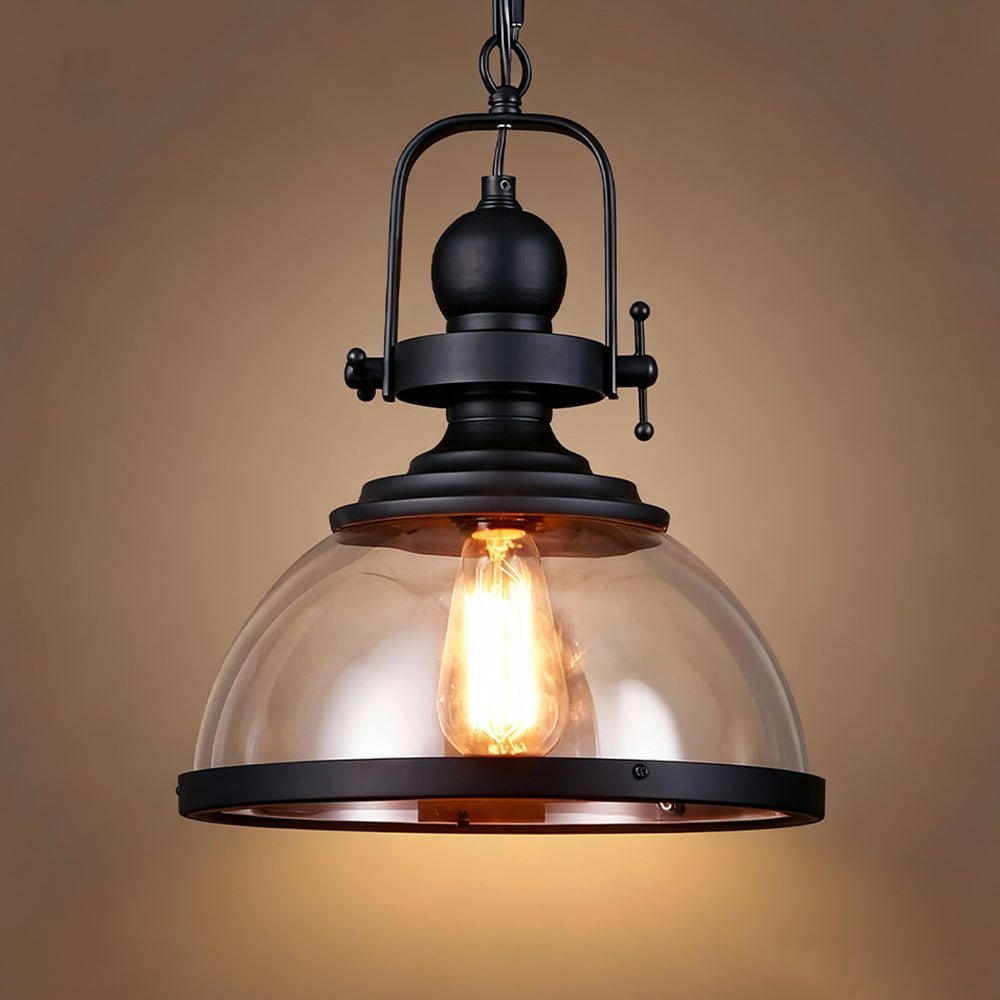 Pendant Light Iron Glass 12.2 in Indoor Dining Room Kitchen Island Bedroom Hanging Lamp Vintage Style | Kalsten