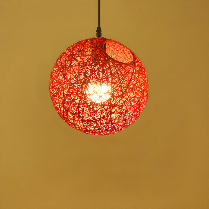 Pendant Light Rattan 15.8 in Indoor Dining Room Living Room Hanging Ceiling Lamp Soft Glow Decorative Accent | Kalsten