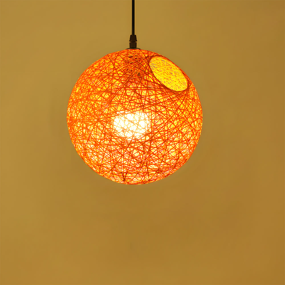 Pendant Light Rattan 15.8 in Indoor Dining Room Living Room Hanging Ceiling Lamp Soft Glow Decorative Accent | Kalsten