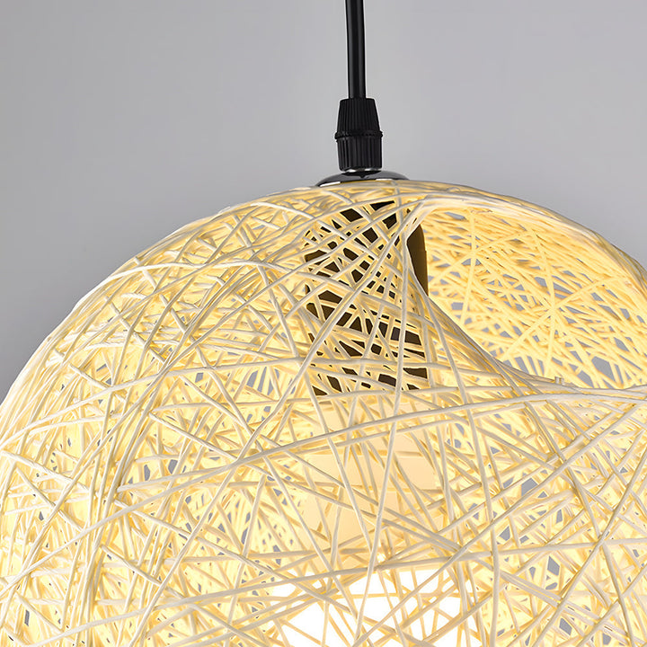 Pendant Light Rattan 15.8 in Indoor Dining Room Living Room Hanging Ceiling Lamp Soft Glow Decorative Accent | Kalsten