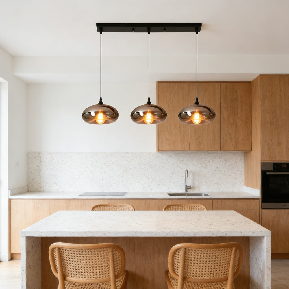 Pendant Light Glass Adjustable 11 in Indoor Dining Room Kitchen Island Ceiling Lamp | Kalsten