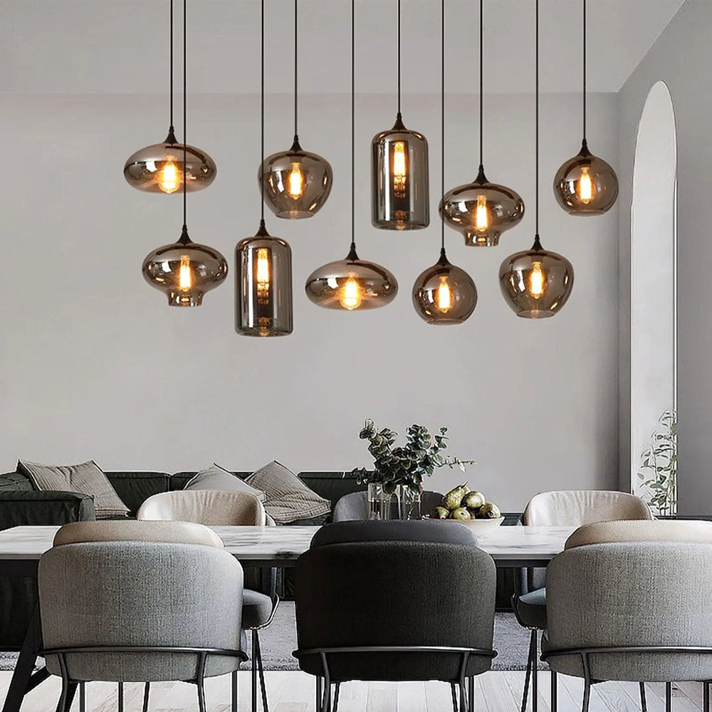 Pendant Light Glass Adjustable 11 in Indoor Dining Room Kitchen Island Ceiling Lamp | Kalsten