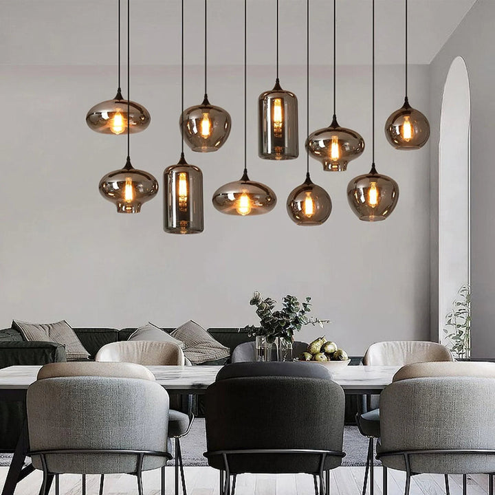 Pendant Light Glass Adjustable 11 in Indoor Dining Room Kitchen Island Ceiling Lamp | Kalsten