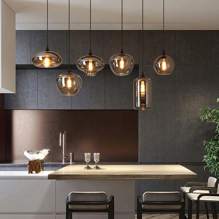 Pendant Light Glass Adjustable 11 in Indoor Dining Room Kitchen Island Ceiling Lamp | Kalsten