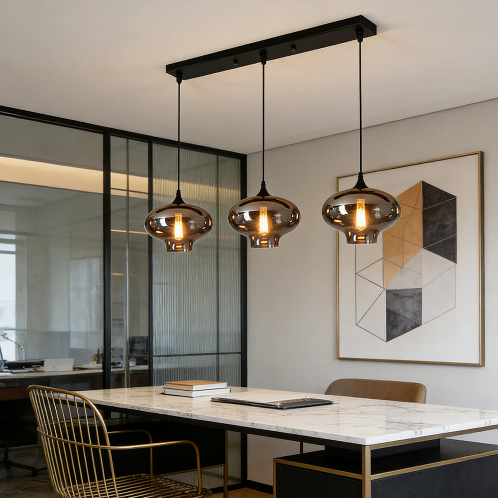 Pendant Light Glass Adjustable 11 in Indoor Dining Room Kitchen Island Ceiling Lamp | Kalsten
