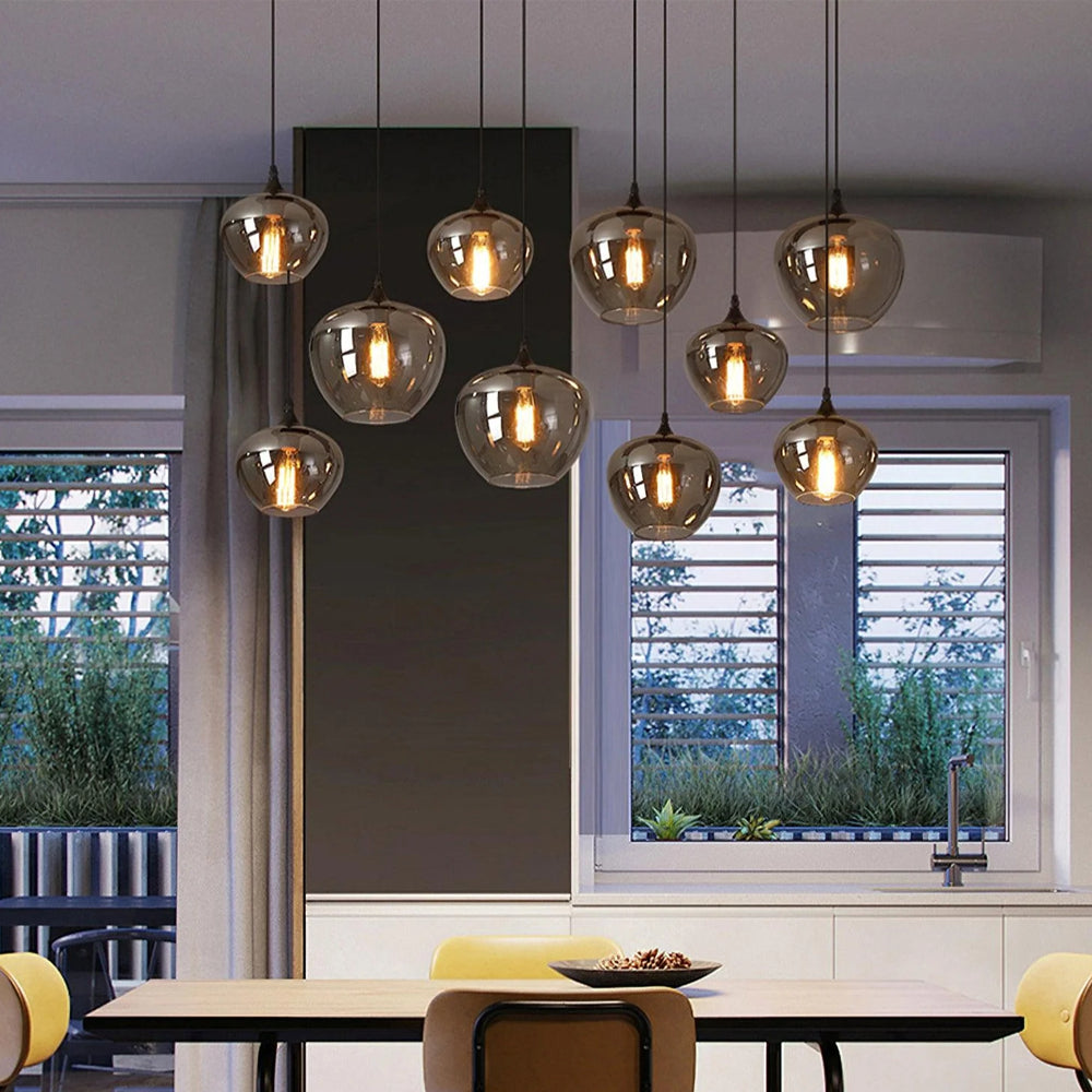 Pendant Light Glass Adjustable 11 in Indoor Dining Room Kitchen Island Ceiling Lamp | Kalsten