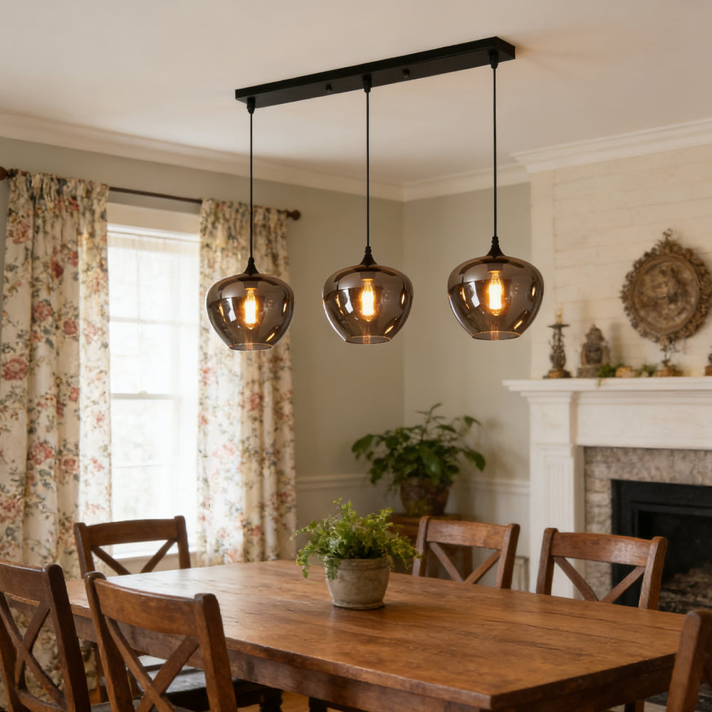 Pendant Light Glass Adjustable 11 in Indoor Dining Room Kitchen Island Ceiling Lamp | Kalsten