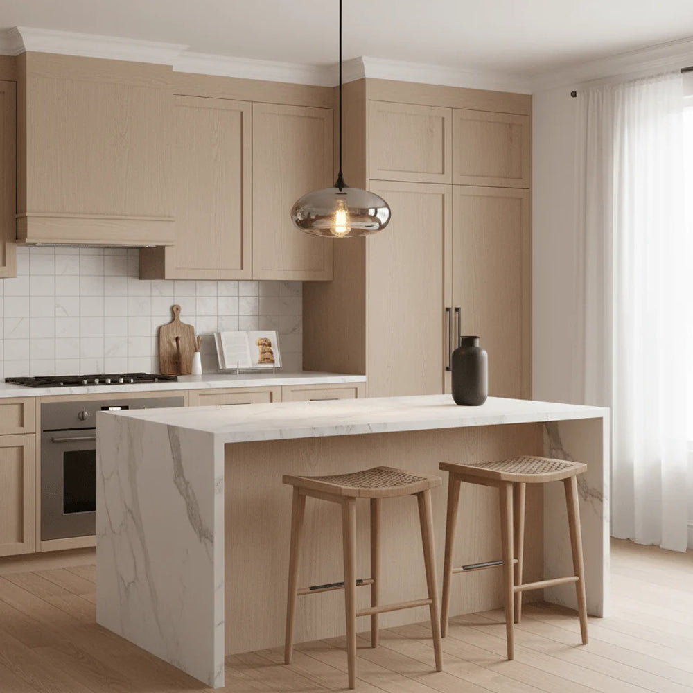 Pendant Light Glass Adjustable 11 in Indoor Dining Room Kitchen Island Ceiling Lamp | Kalsten