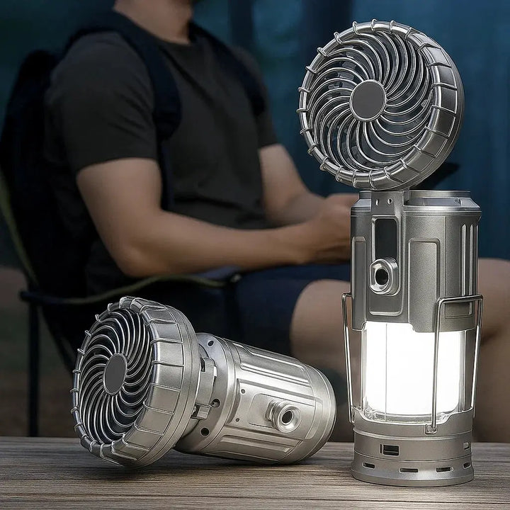 Camping Lantern with Fan & Power Bank | Solar & Rechargeable LED Light | Portable Outdoor Gear | Kalsten