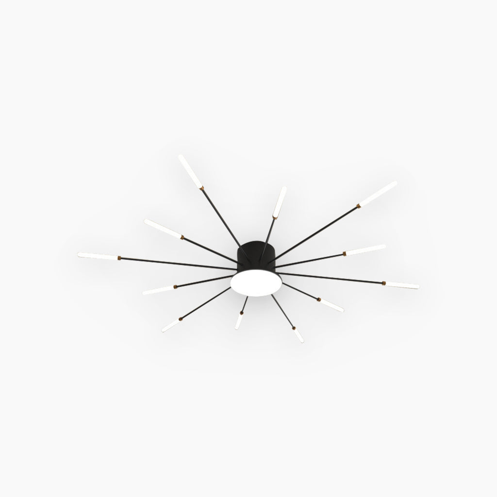 Ceiling Light LED Aluminum 31.5 in Semi Flush Modern Black Gold Living Room Bedroom Dining Room Decorative Lighting | Kalsten
