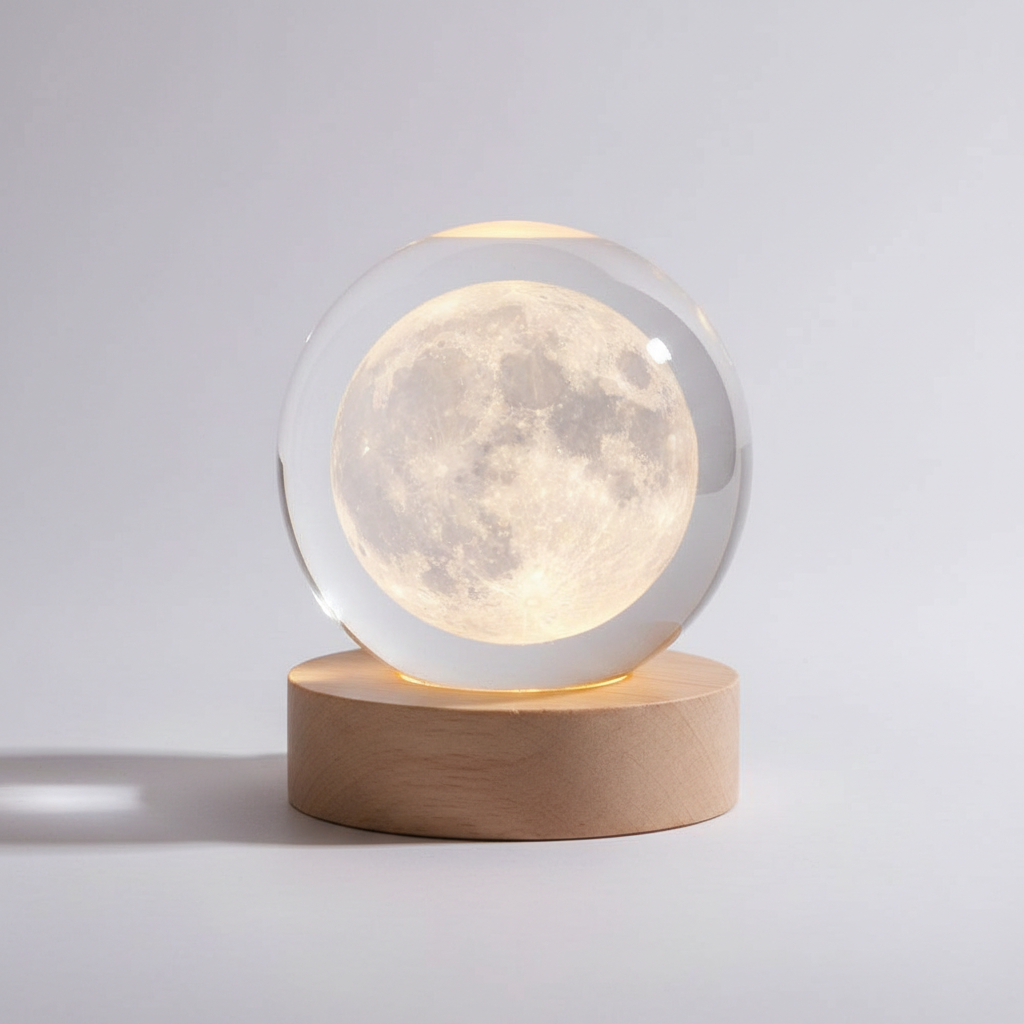 AstroGlobe 3D Lamp – Spherical Wooden Table Lamp with Warm LED Light and Planet Design | Kalsten