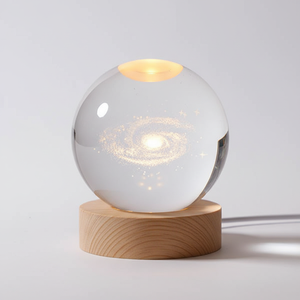 AstroGlobe 3D Lamp – Spherical Wooden Table Lamp with Warm LED Light and Planet Design | Kalsten