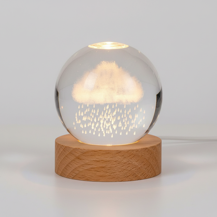 AstroGlobe 3D Lamp – Spherical Wooden Table Lamp with Warm LED Light and Planet Design | Kalsten