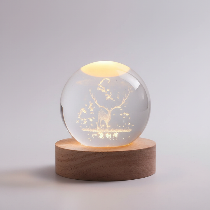 AstroGlobe 3D Lamp – Spherical Wooden Table Lamp with Warm LED Light and Planet Design | Kalsten